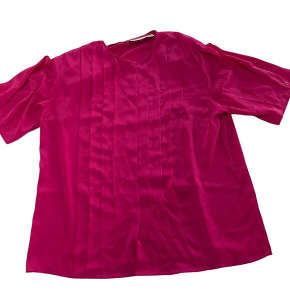 Oscar de la Renta Tops - Oscar De La Renta Top Womens 12 Pink Button Front Pleated Vintage Barbie Core